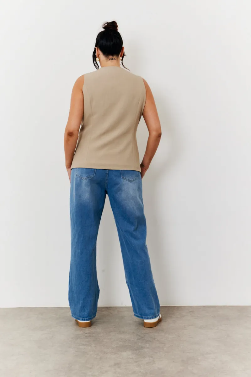 Longline Button Through Waistcoat|In The Style
