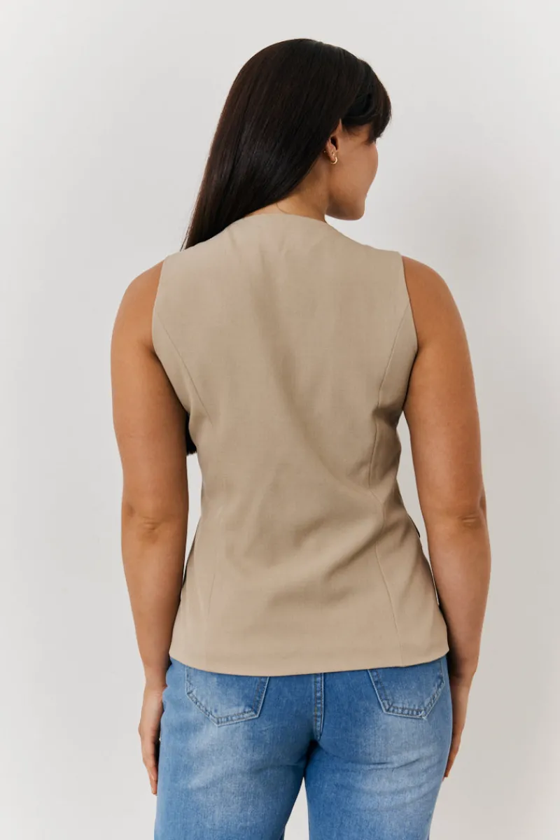 Longline Button Through Waistcoat|In The Style