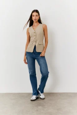 Longline Button Through Waistcoat|In The Style