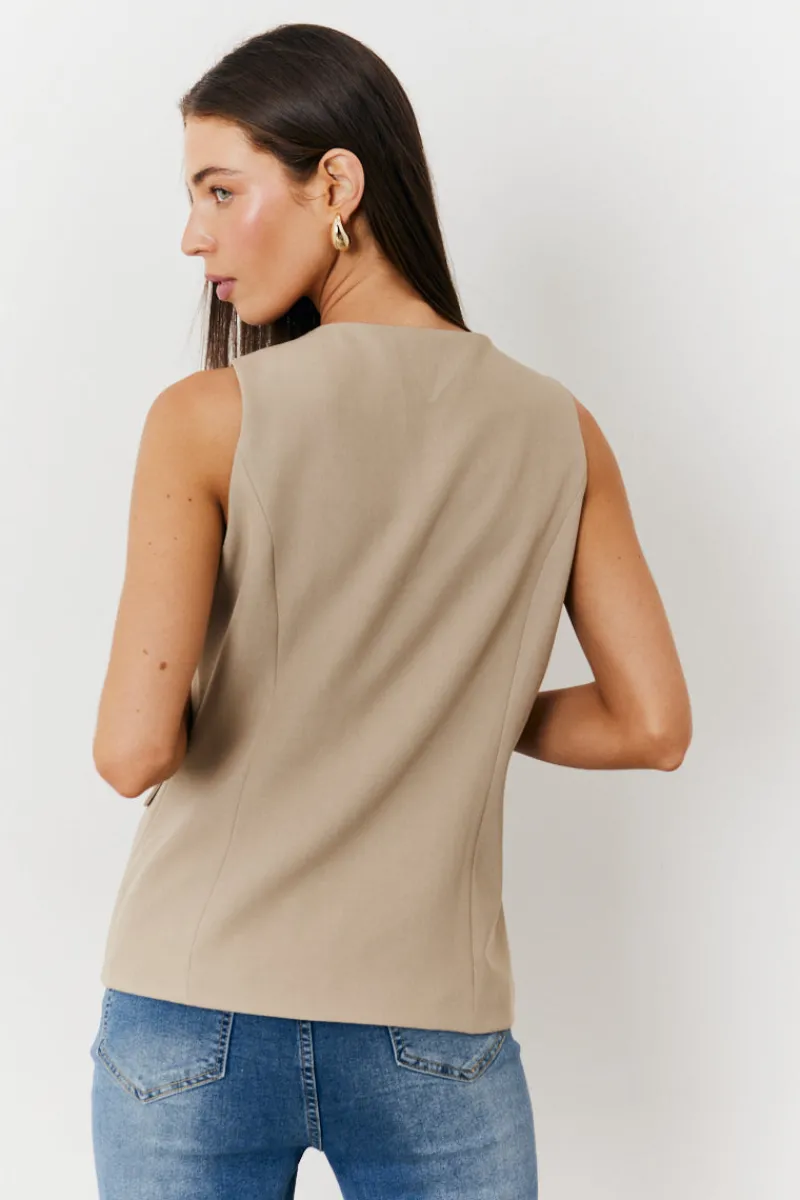 Longline Button Through Waistcoat|In The Style