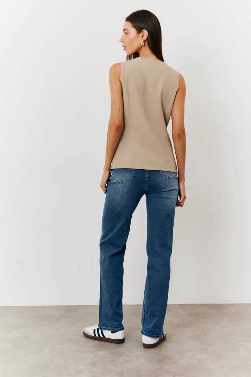 Longline Button Through Waistcoat|In The Style