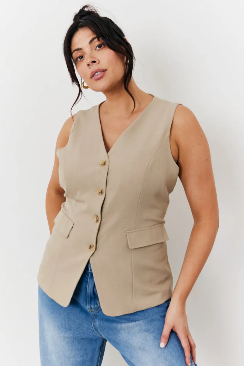Longline Button Through Waistcoat|In The Style