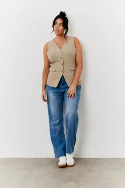 Longline Button Through Waistcoat|In The Style
