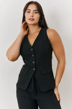 Longline Button Through Waistcoat|In The Style Online