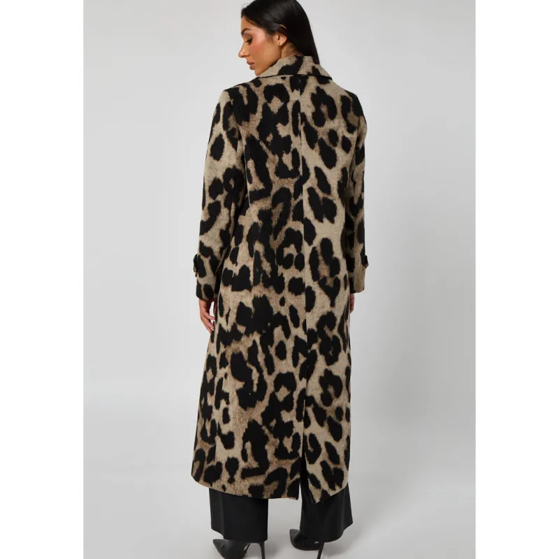 Longline Leopard Formal Coat|Urban Bliss Outlet