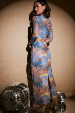 Marble Print Midaxi Co-Ord Skirt|In the Style