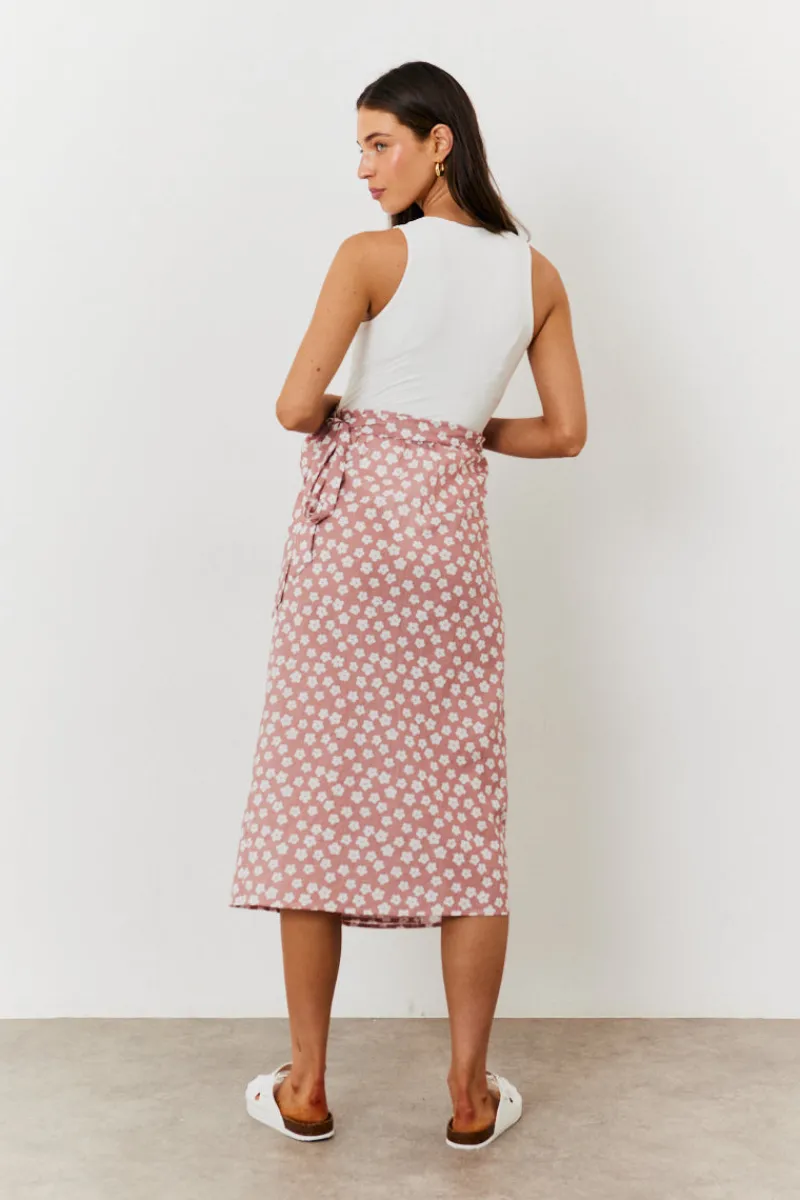 Maternity Floral Print Wrap Front Midi Skirt|In the Style Online
