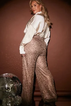 Matte Sequin Wide Leg Trousers|In the Style Hot