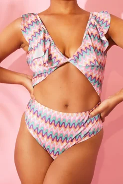 Zig Zag Ruffle Swimsuit|Billie Faiers Discount