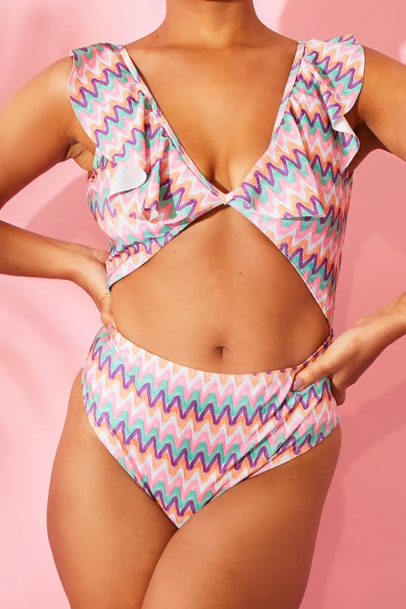 Zig Zag Ruffle Swimsuit|Billie Faiers Discount