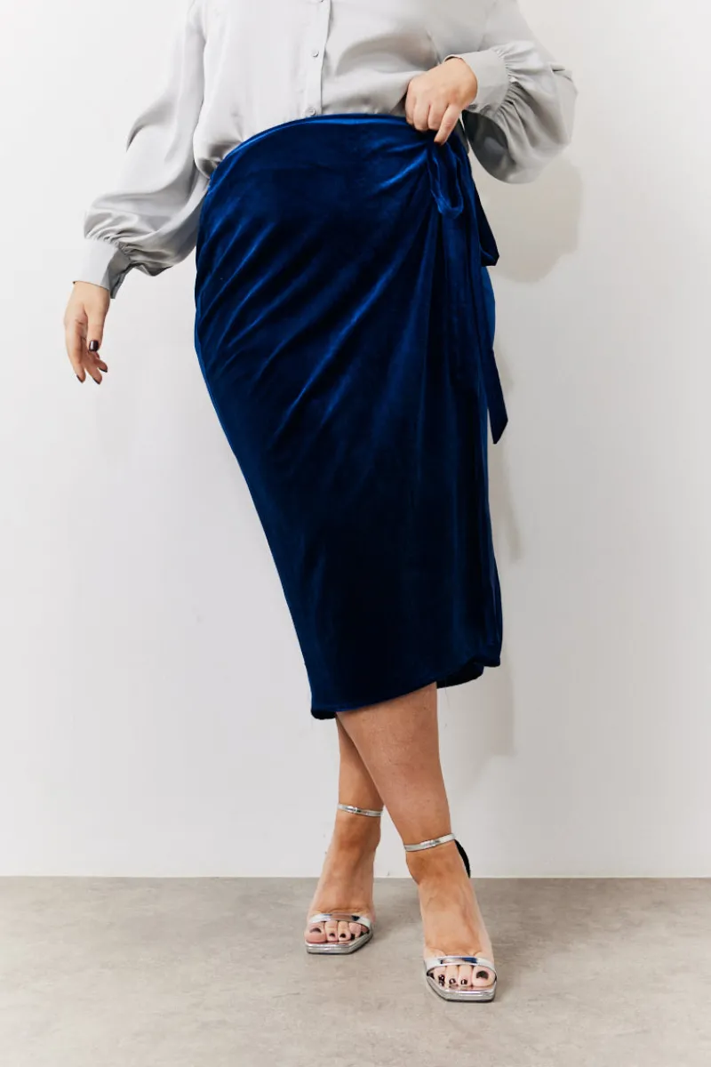 Velvet Wrap Midi Skirt|In the Style Best