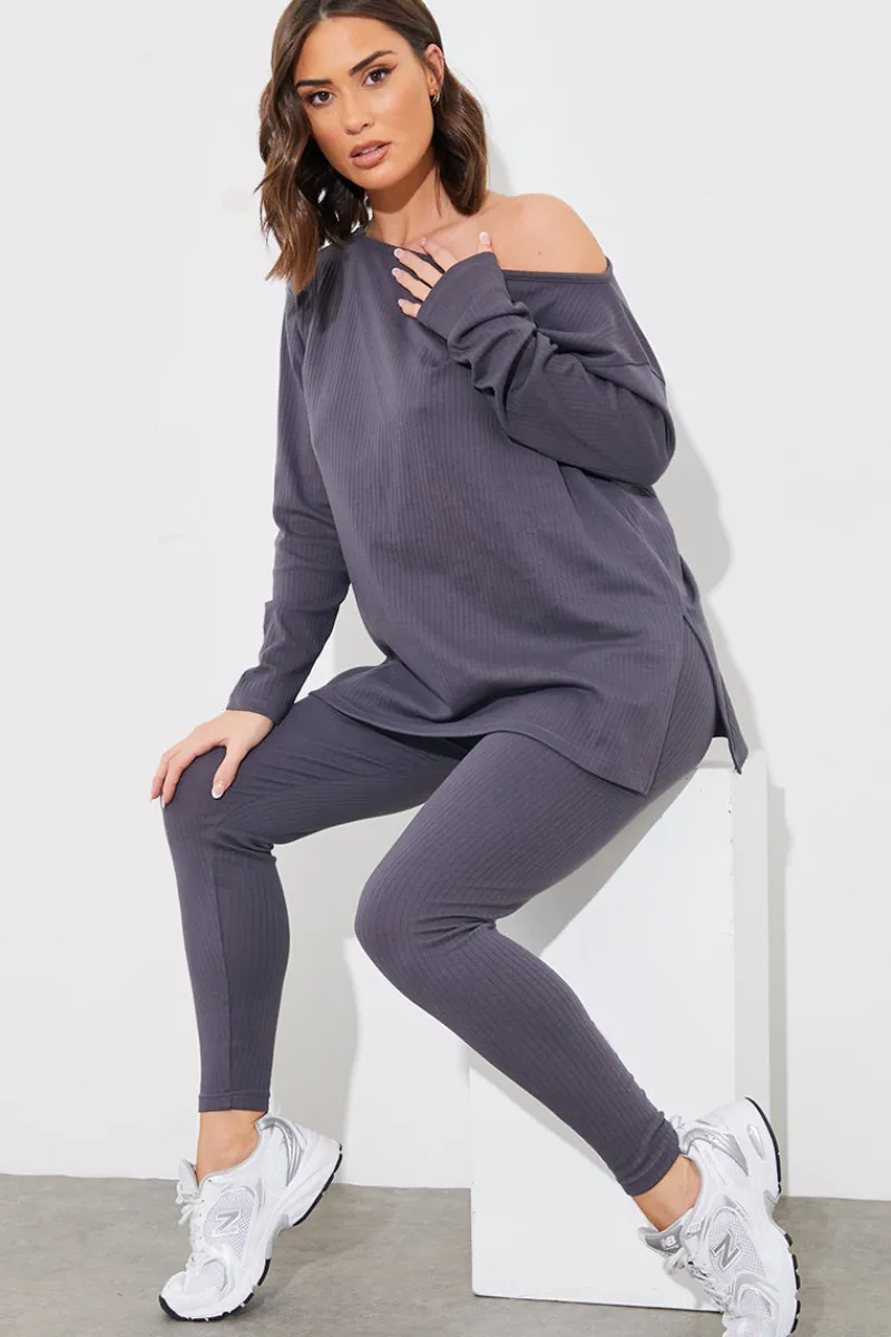 Off The Shoulder Long Sleeve T Shirt And Legging Set|In The Style Best