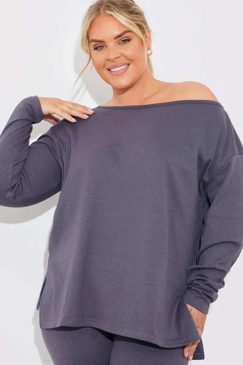 Off The Shoulder Long Sleeve T Shirt And Legging Set|In The Style Best