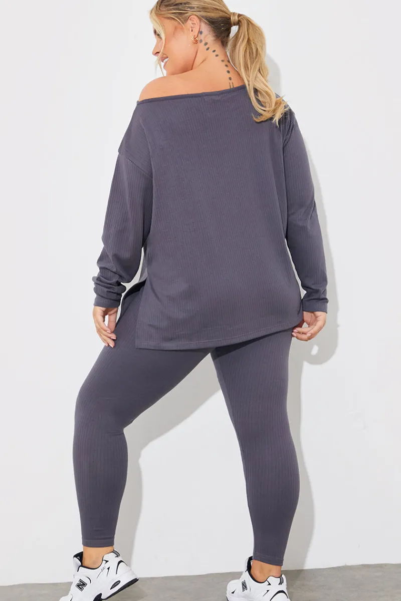 Off The Shoulder Long Sleeve T Shirt And Legging Set|In The Style Best