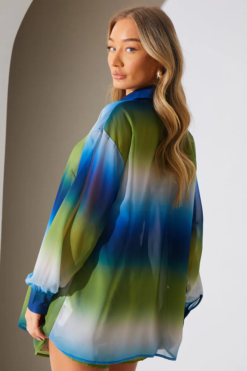 Ombre Chiffon Beach Co-Ord Shirt|In the Style New