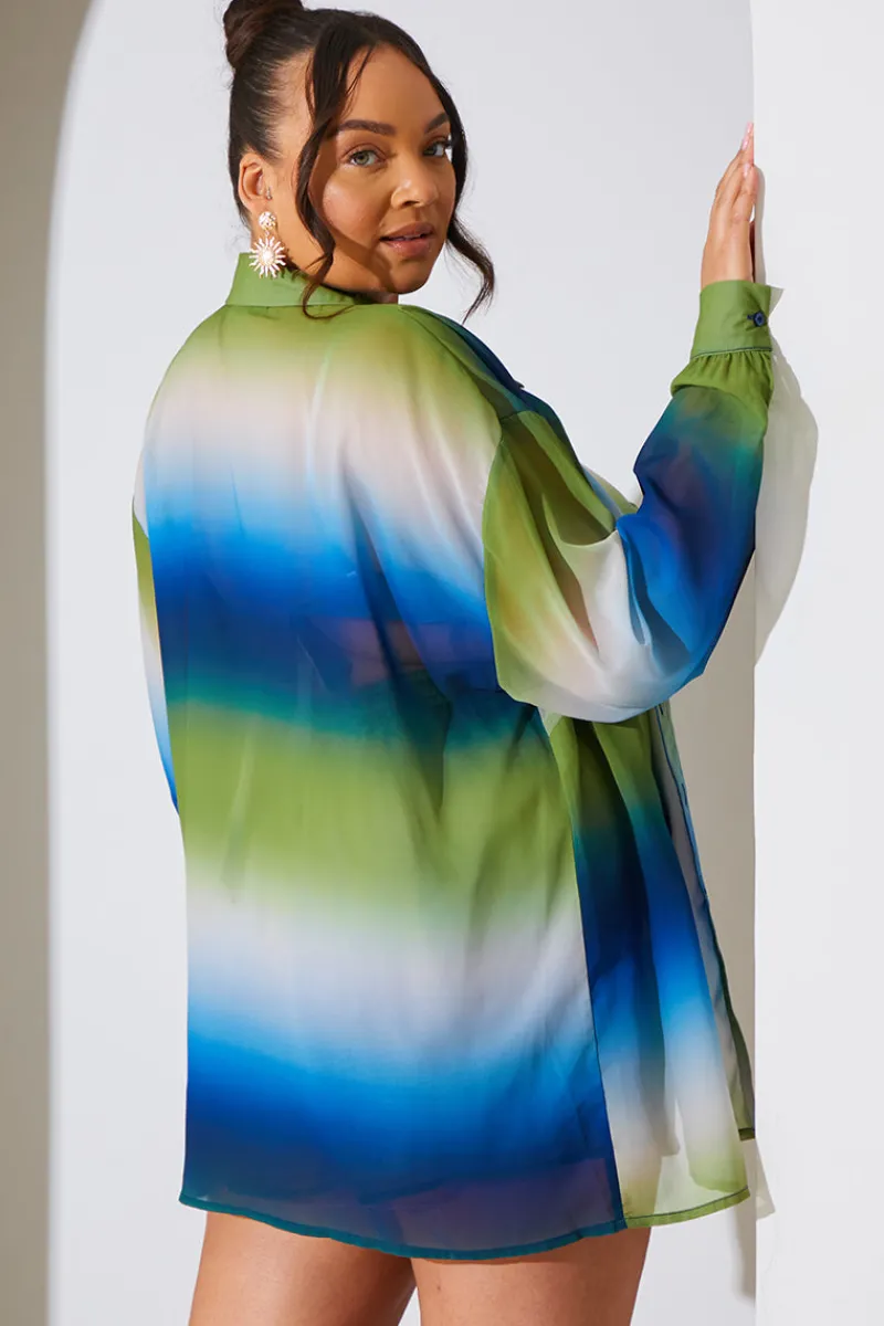 Ombre Chiffon Beach Co-Ord Shirt|In the Style New