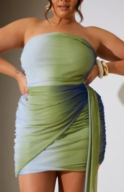 Ombre Mesh Bandeau Drape Mini Dress|In the Style Outlet