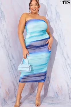 Ombre Mesh Bandeau Midi Dress|In the Style