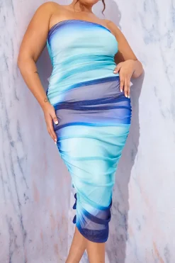 Ombre Mesh Bandeau Midi Dress|In the Style