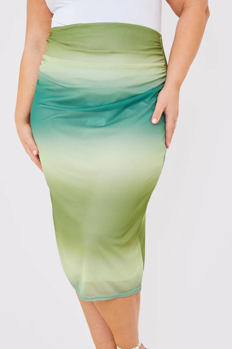 Ombre Mesh Midi Skirt|In the Style Clearance