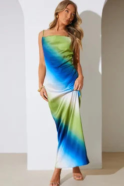 Ombre Satin Cowl Neck Maxi Dress|In the Style Sale