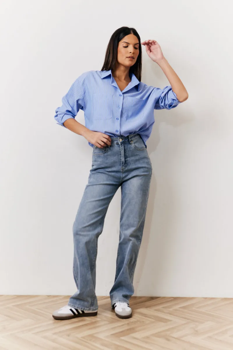 Oversized Striped Poplin Shirt|In The Style New