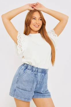 Paper Bag Denim Short|In the Style Hot