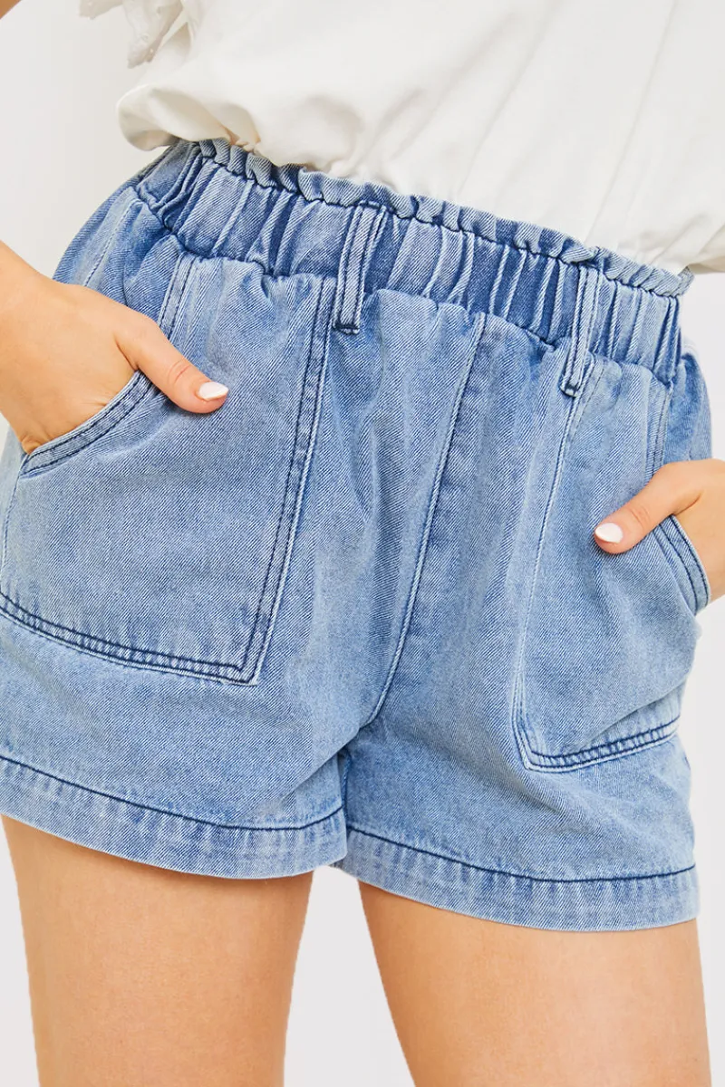Paper Bag Denim Short|In the Style Hot