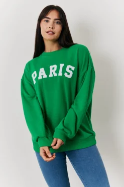 Paris Embroidered Slogan Sweatshirt|In the Style Sale