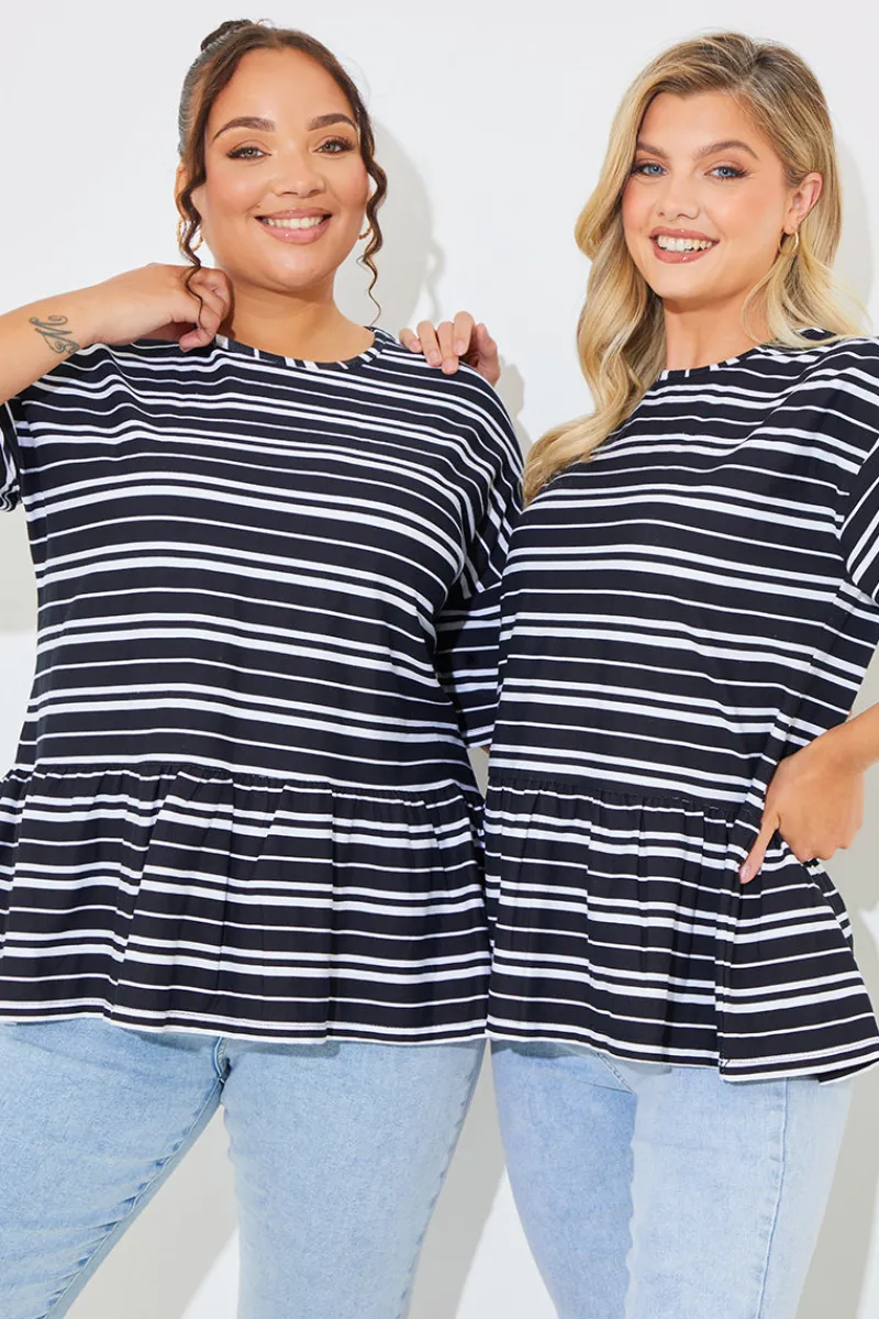 Peplum Hem Dropped Shoulder Tshirt|In The Style New