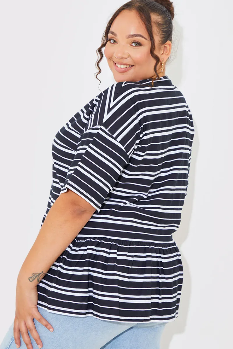 Peplum Hem Dropped Shoulder Tshirt|In The Style New