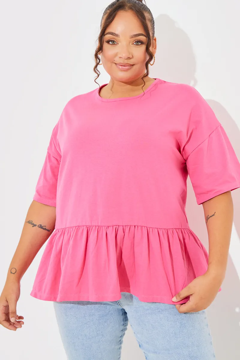 Peplum Hem Dropped Shoulder Tshirt|In The Style New