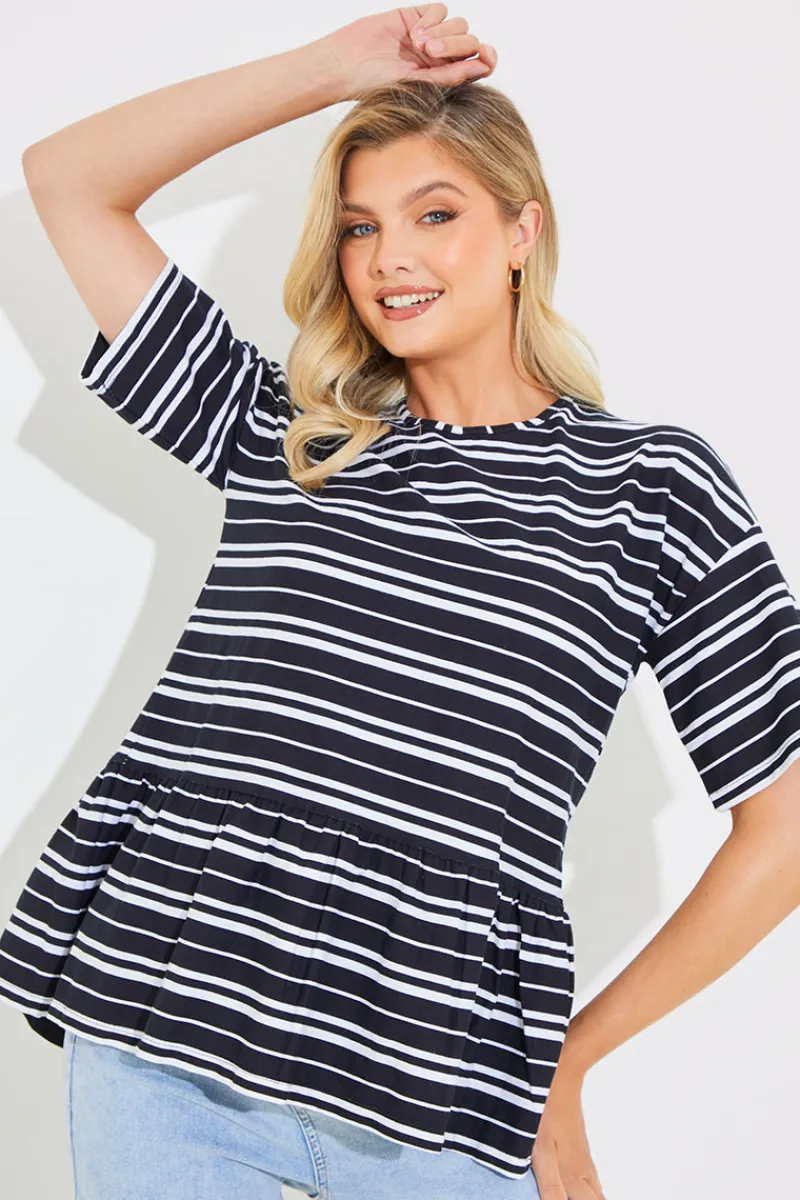 Peplum Hem Dropped Shoulder Tshirt|In The Style New