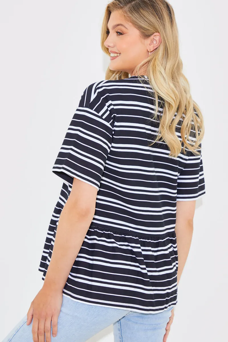 Peplum Hem Dropped Shoulder Tshirt|In The Style New