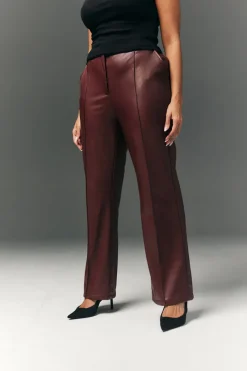 Perfect Sculpting High Waisted Leather Look Straight Leg Trouser|In The Style Hot