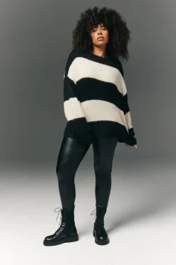 Perfect Sculpting High Waisted Leather Look Leggings With Back Pocket|In The Style Discount