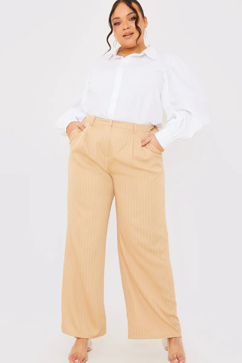 Pin Stripe Wide Leg Trousers|In The Style Online