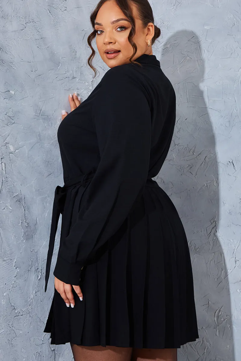 Pleated Shirt Dress|In the Style Hot