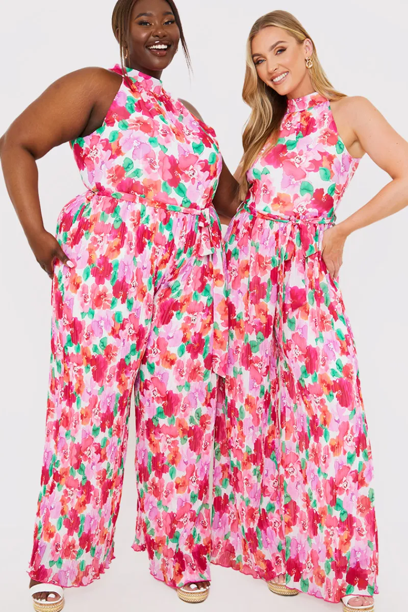 Plisse Sleeveless Wide Leg Jumpsuit|In the Style New