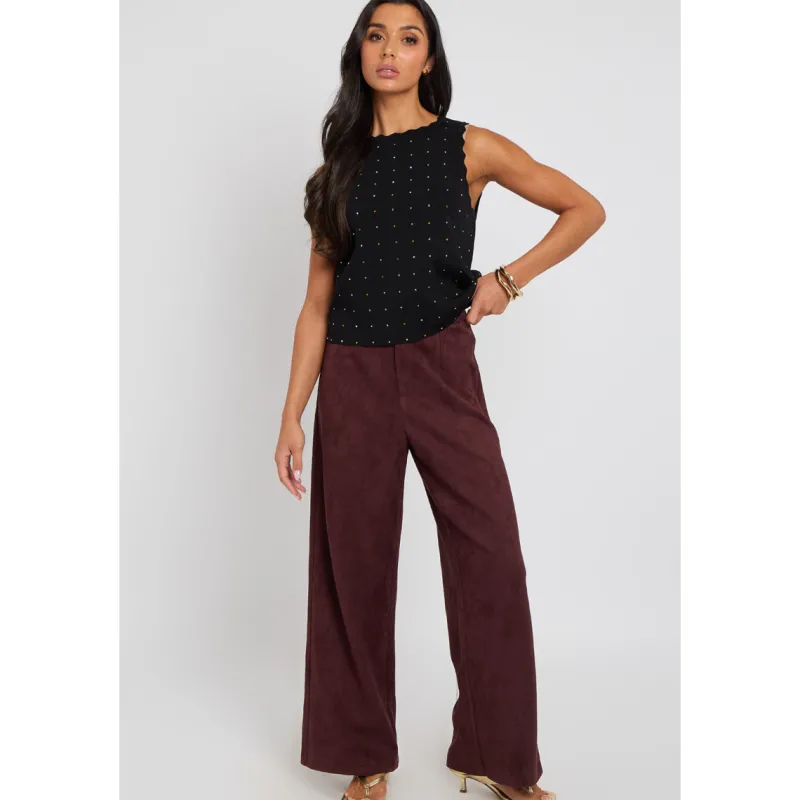 Plum Suede Trousers|Urban Bliss Online