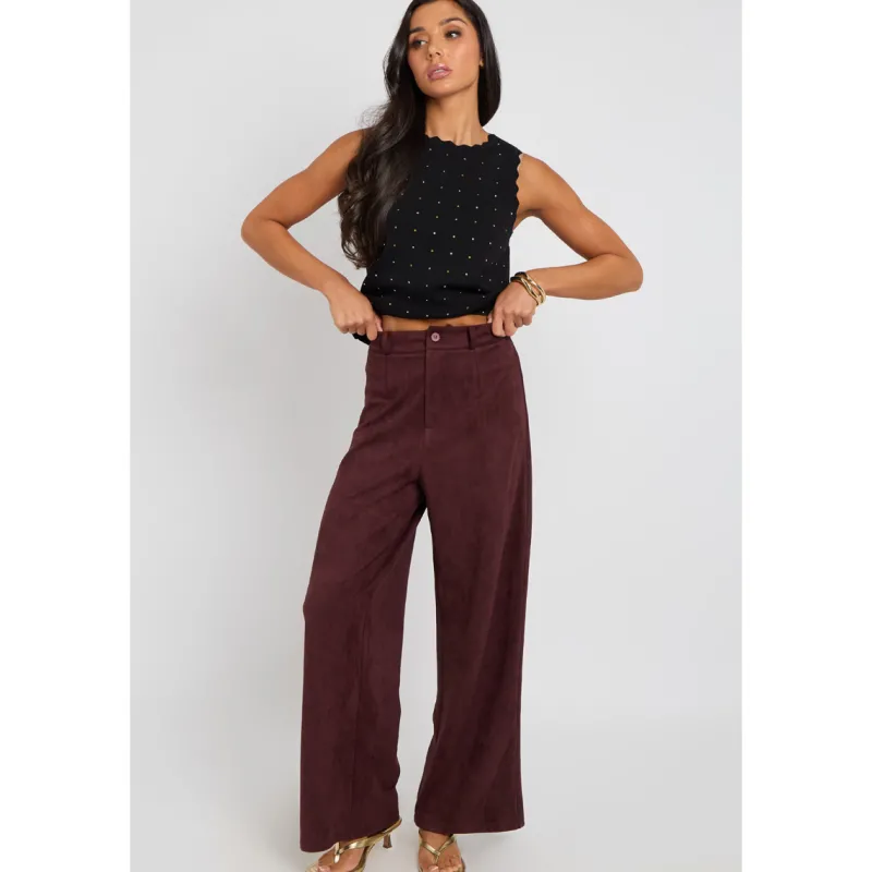 Plum Suede Trousers|Urban Bliss Online
