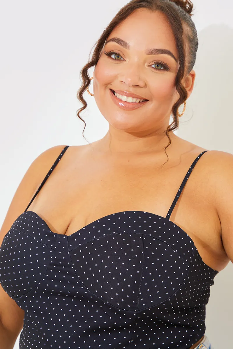 Polka Dot Print Cupped Crop Top|In the Style Hot
