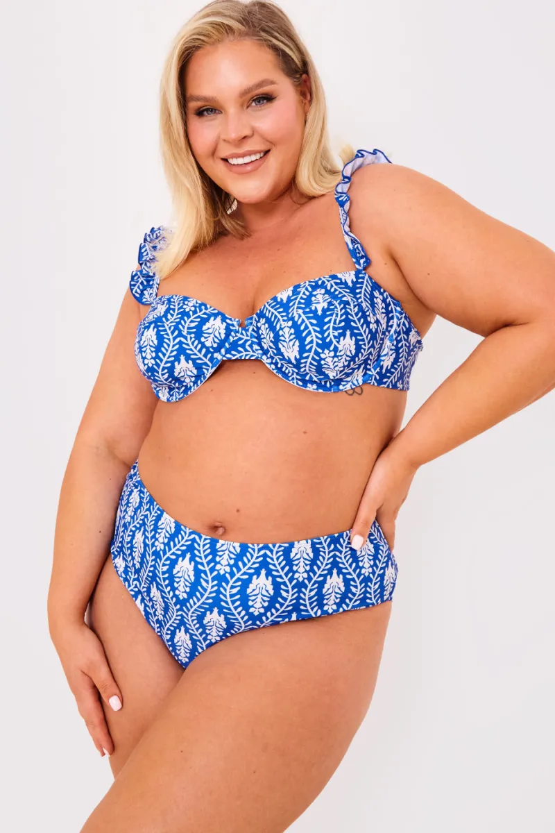 Printed Frill Strap Bust Detail Bikini Top|Billie Faiers