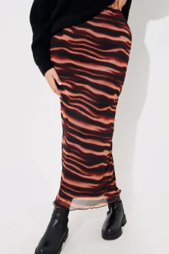 PRINTED MESH MIDAXI SKIRT|In The Style Clearance