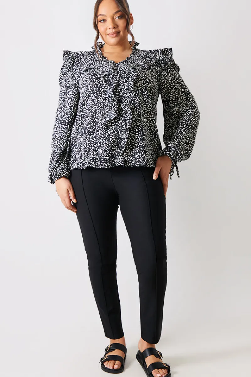 Printed Ruffle Blouse|In The Style Hot