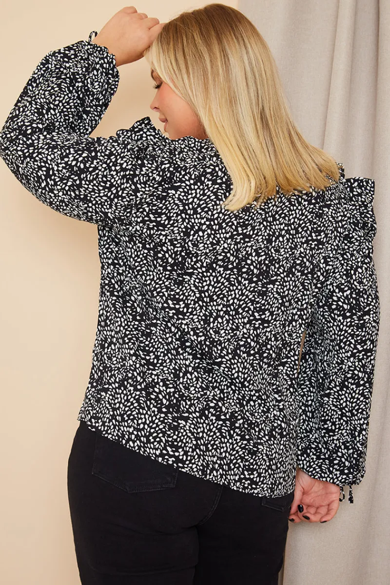 Printed Ruffle Blouse|In The Style Hot