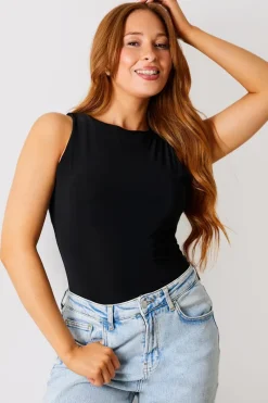 Racer Neck Double Layer Slinky Bodysuit|In The Style Best