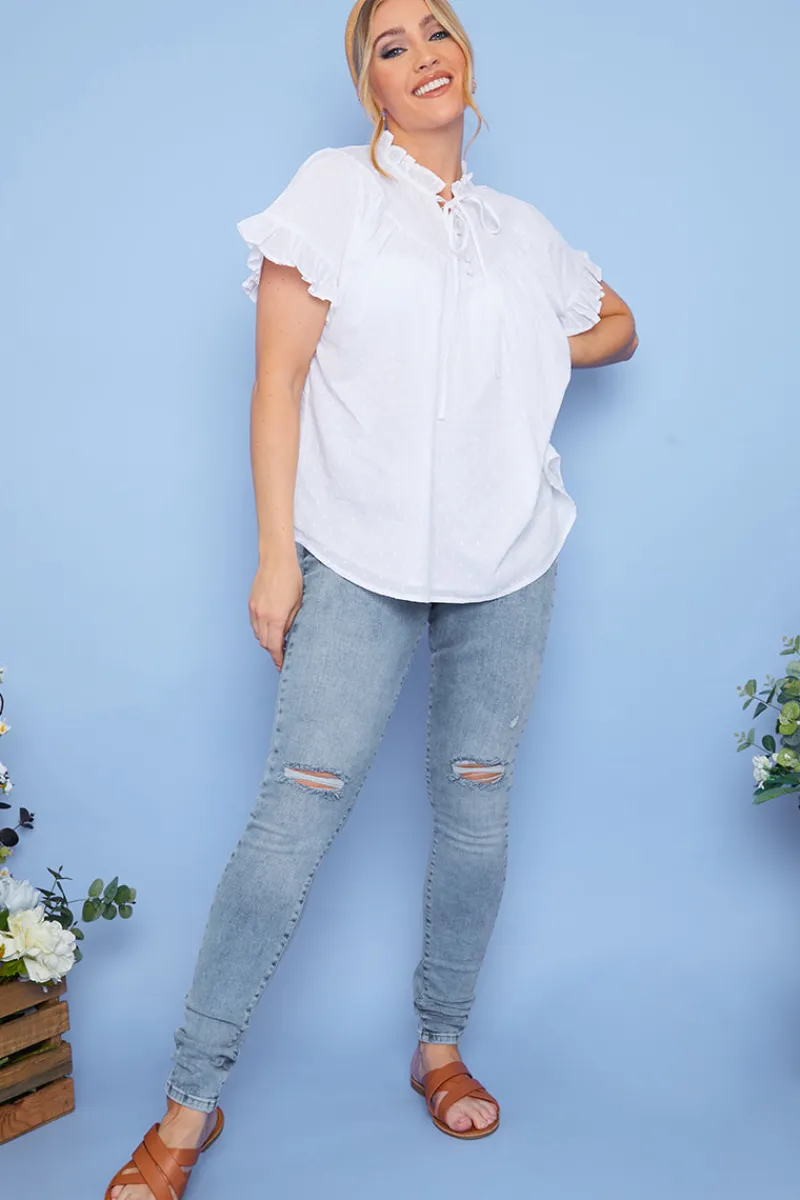 Recycled Light Wash Ripped Knee Skinny Jeans|In the Style Clearance