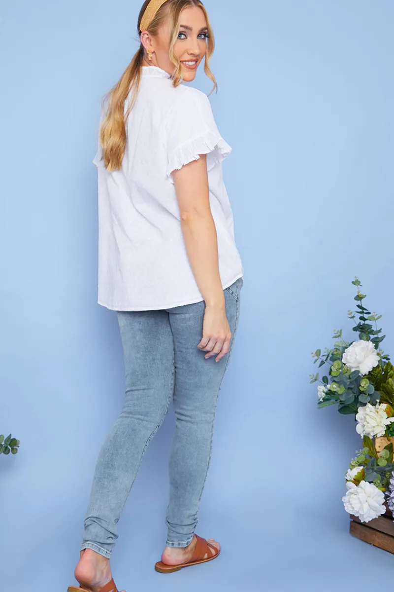 Recycled Light Wash Ripped Knee Skinny Jeans|In the Style Clearance