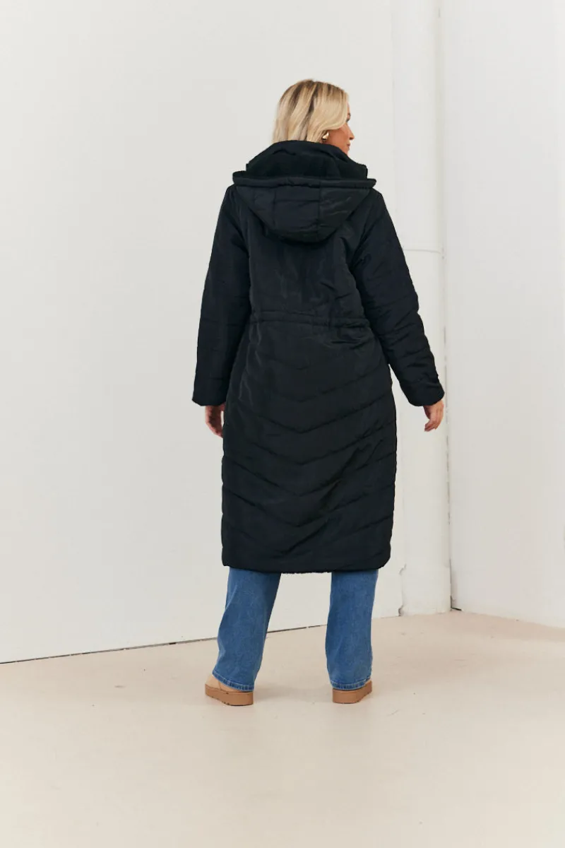 Recycled Reversible Longline Borg Puffer Coat|In the Style New